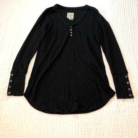 Chaser Tops - Chaser Waffle Knit Long Sleeve Top - Size: S